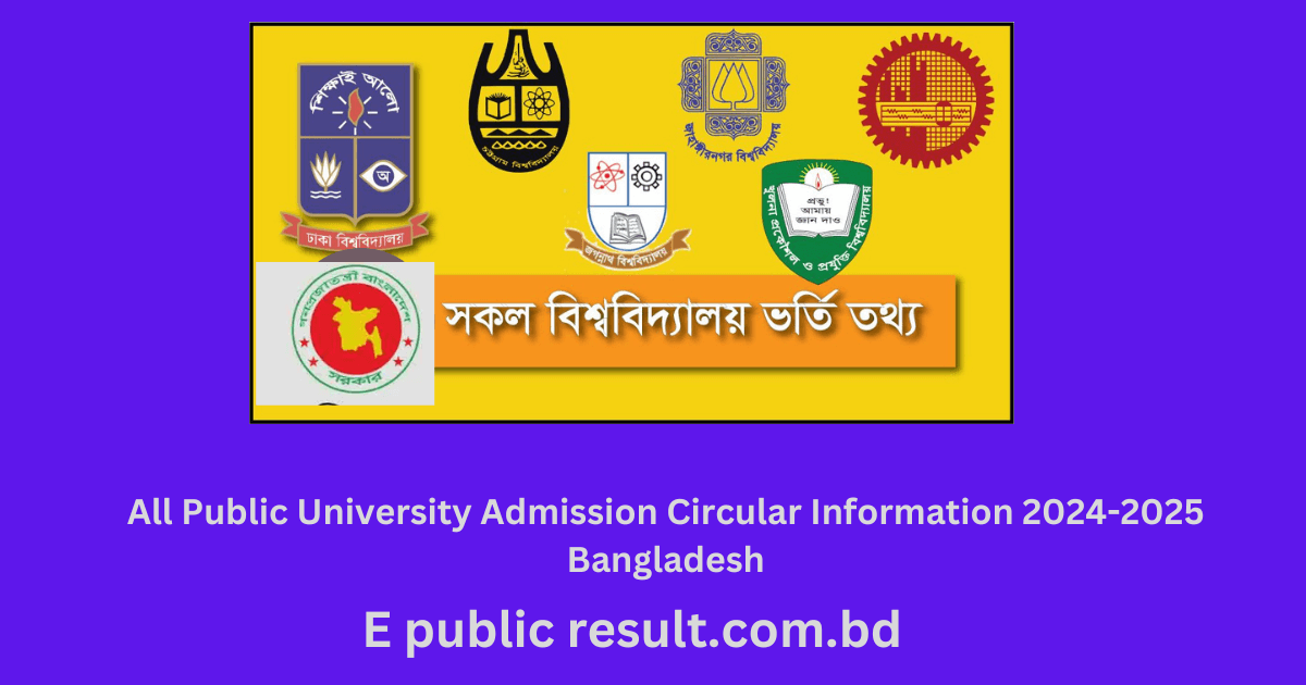 All Public University Admission Circular Information 2024-2025 Bangladesh