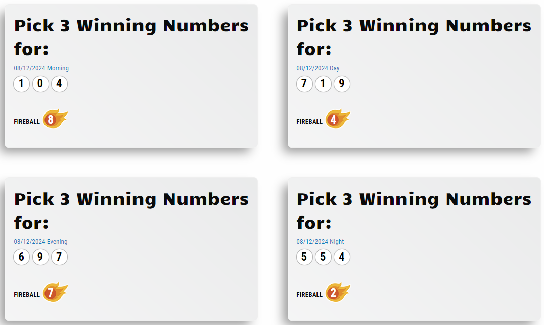 Cash 3-Pick 3 Lottery Results 13 August 2024