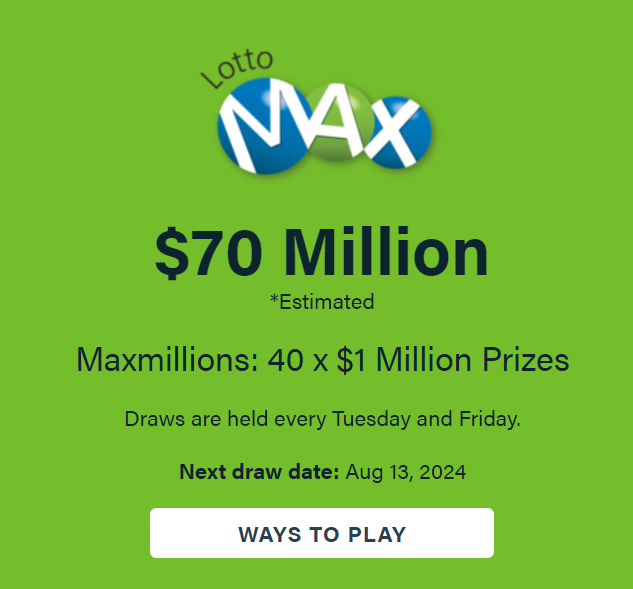 Lotto Max winning numbers, 13 August 2024