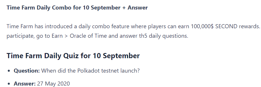Time Farm Daily Combo 10 September 2024